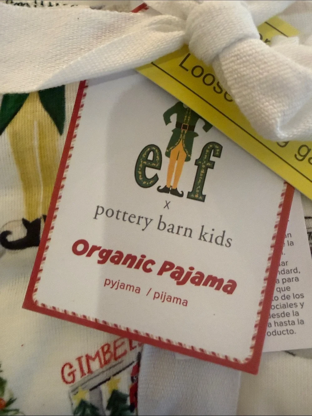 ELF the movie POTTERY BARN KIDS PBKOrganic Pajamas pj’s size 4 BRAND NEW